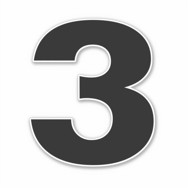 Number Three Black and White Sticker (Front)