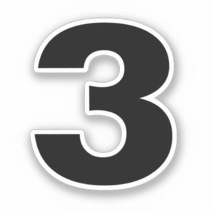 Number Three Black and White Sticker