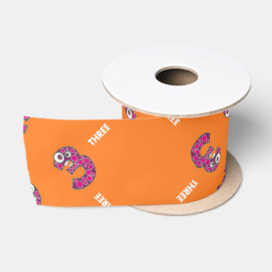 Number three orange satin ribbon