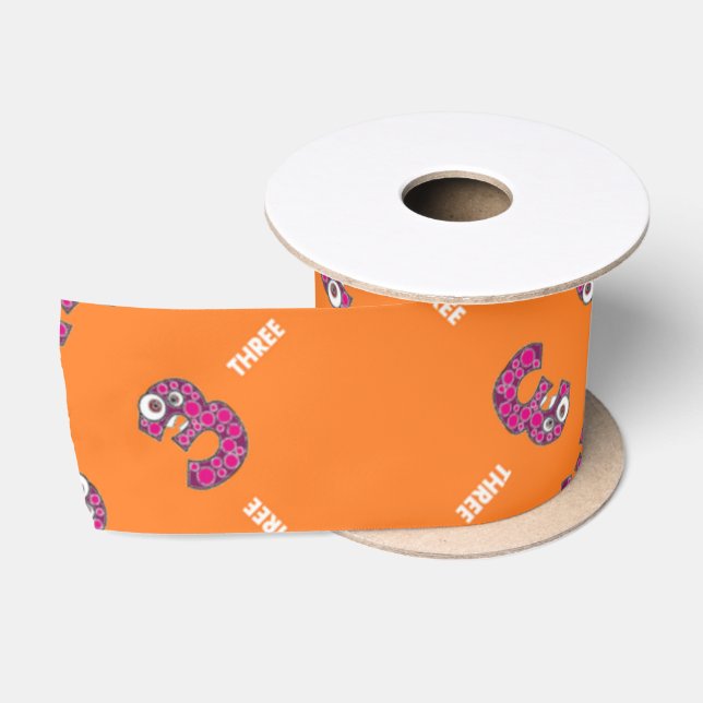 Number three orange satin ribbon (Spool)