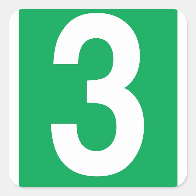 Number Three Square Sticker (Front)