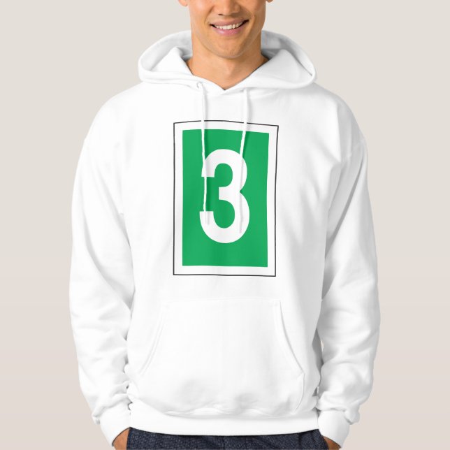 Number Three White And Green Hoodie (Front)