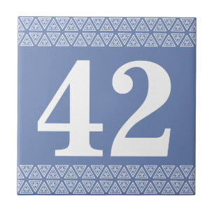 Number Tile geometric border blue and white