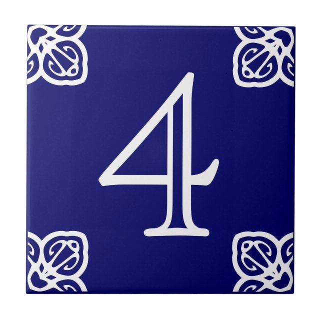 Number Tile - Spanish White on Blue (Front)