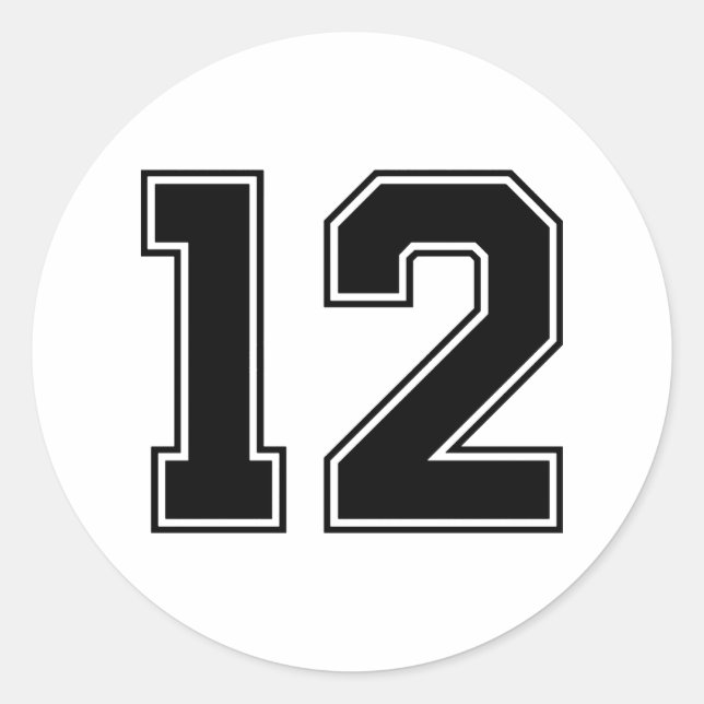 Number Twelve 12 Sport Font  Classic Round Sticker (Front)