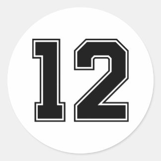 Number Twelve 12 Sport Font Classic Round Sticker
