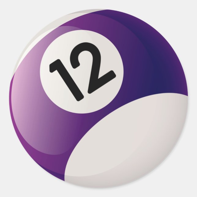 NUMBER TWELVE BILLIARDS BALL CLASSIC ROUND STICKER (Front)