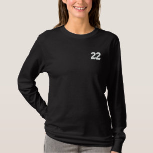 number twenty two, 22, number twenty two 22, n22 embroidered long sleeve T-Shirt