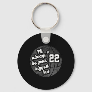 Number Twenty-two 22's Biggest Fan Bysketbyll Mom  Keychain