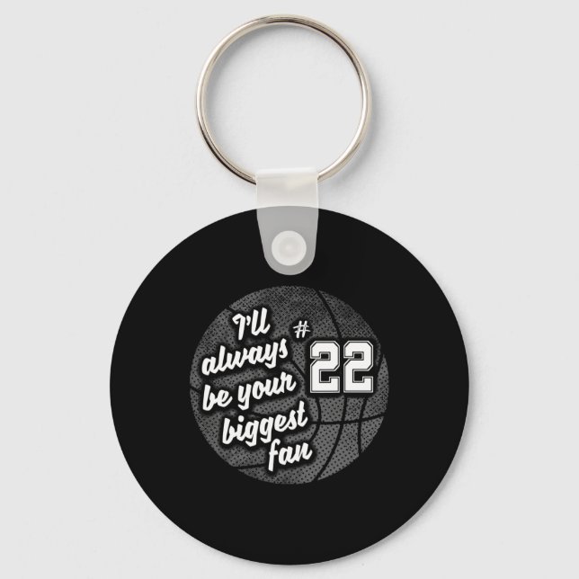 Number Twenty-two 22's Biggest Fan Bysketbyll Mom  Keychain (Front)