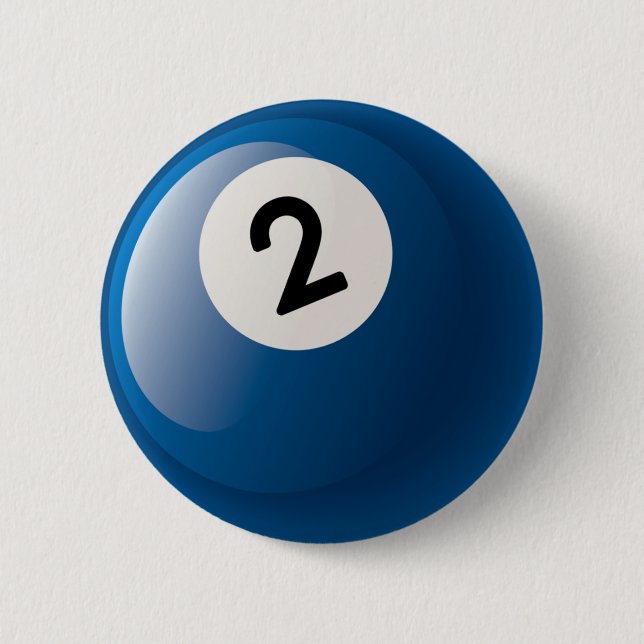 NUMBER TWO BILLIARDS BALL 2 INCH ROUND BUTTON (Front)