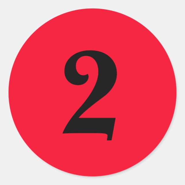 Number Two planning supplies simple 2 red black Classic Round Sticker (Front)