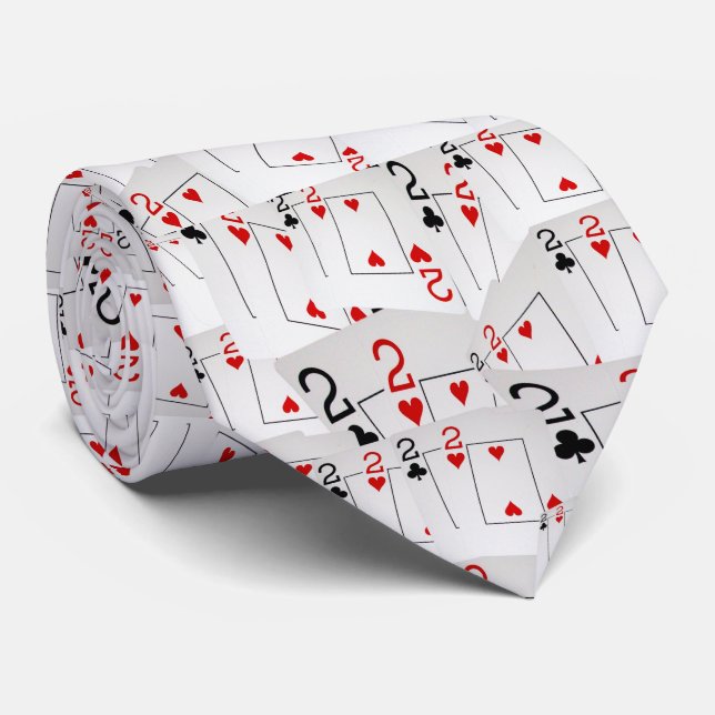 Number Two Poker Cards Pattern, Tie (Rolled)