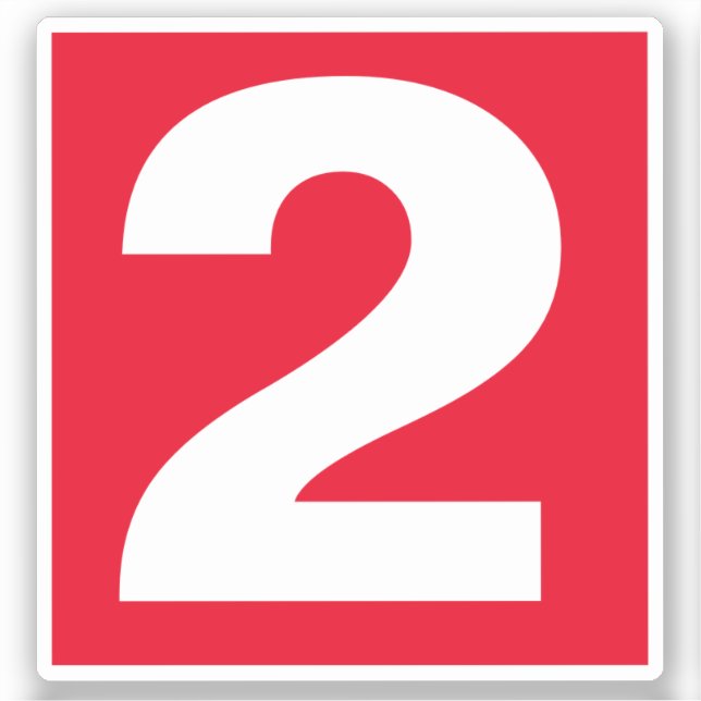 Number Two Red and White Sticker (Front)