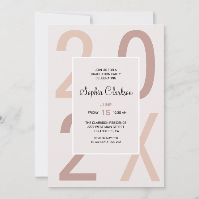 Number Typography Graduation  Invitation (Front)