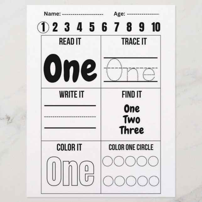 Number worksheets,Number Tracing Worksheet Letterhead (Front)