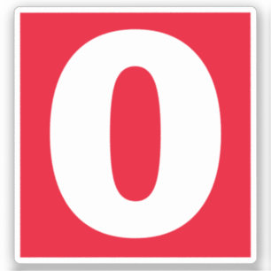 Number Zero Red and White Sticker