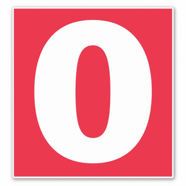 Number Zero Red and White Sticker (Front)