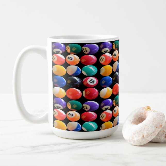 Numbered And Colored Eightballs, Coffee Mug (With Donut)