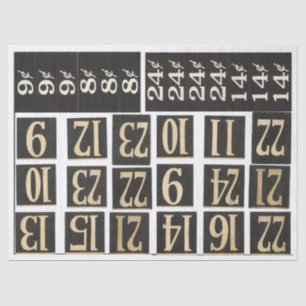 Numbered Junk Journal Elements Tissue Paper