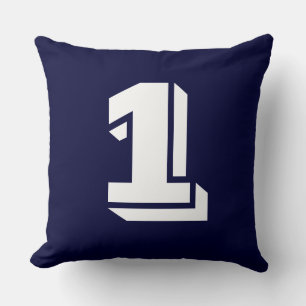 Numbered - White on Dark Blue Throw Pillow
