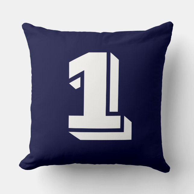 Numbered - White on Dark Blue Throw Pillow (Front)