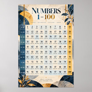 Numbers 1-100 Educational Math Learning Poster