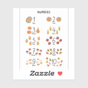 Numbers 1 - 10 in Fall Aesthetic Kids Educational