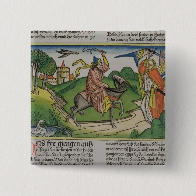 Numbers 22 20-35 Balaam's talking ass, from the 'N 2 Inch Square Button (Front)