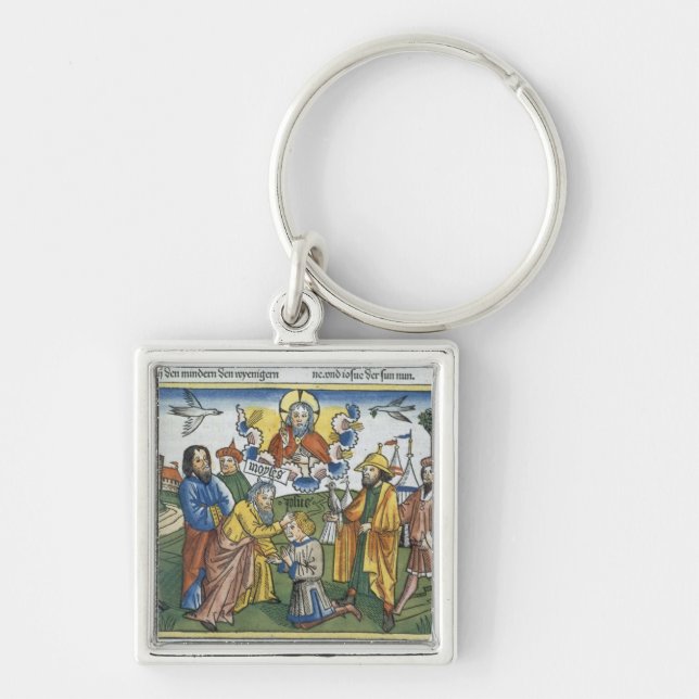 Numbers 27 18-23 Moses lays his hand upon Joshua, Keychain (Front)