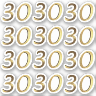 Numbers 30 Faux Gold 30th Anniversary