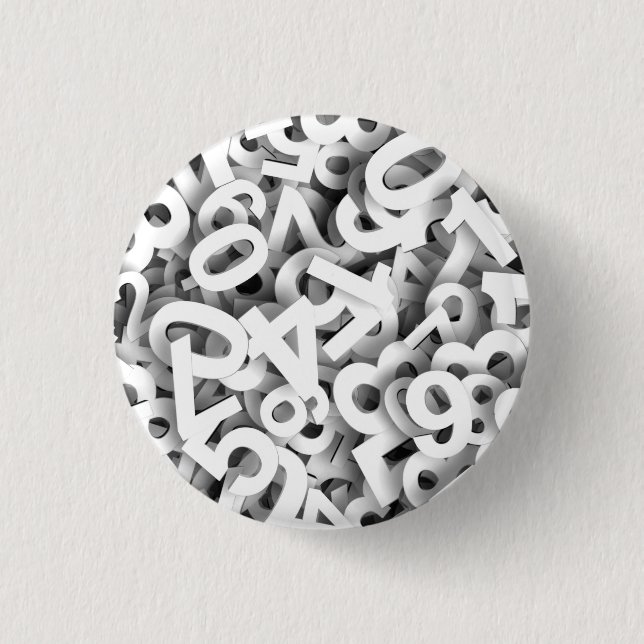 NUMBERS 3   1 INCH ROUND BUTTON (Front)