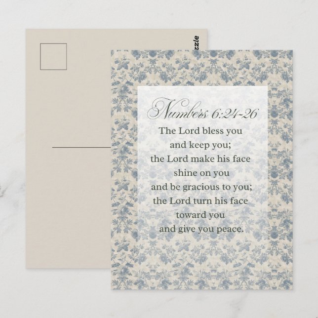 Numbers 6:24-26 Bible Verse Art Postcard (Front/Back)