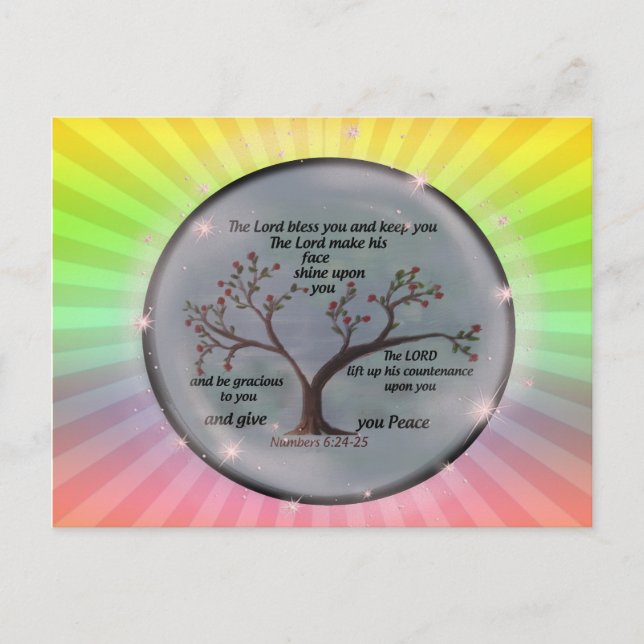 Numbers 6:24-26 Lord Bless You and Keep You Peace Postcard (Front)