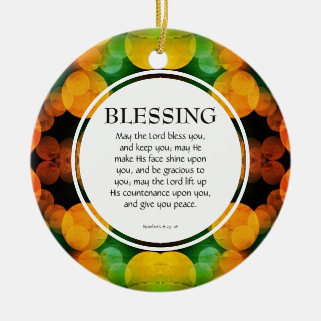 Numbers 6:24-26 MAY THE LORD BLESS YOU Ceramic Ornament (Front)