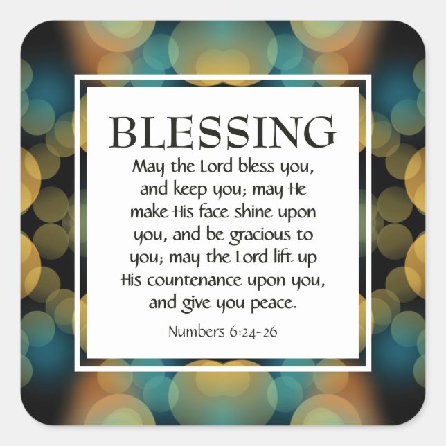 Numbers 6:24-26 | MAY THE LORD BLESS YOU Square Sticker (Front)