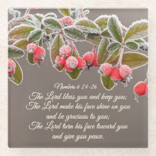 Numbers 6 24-26 The Lord bless you and keep you Glass Coaster