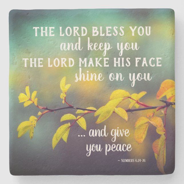 Numbers 6:24-26 The Lord Bless You and Keep You Stone Coaster (Front)