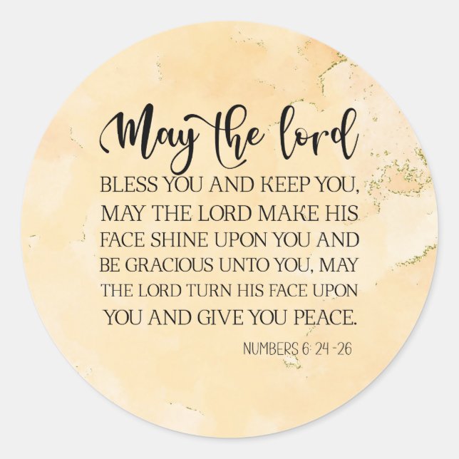 Numbers 6:24-26 The Lord Bless You Bible Verse  Classic Round Sticker (Front)