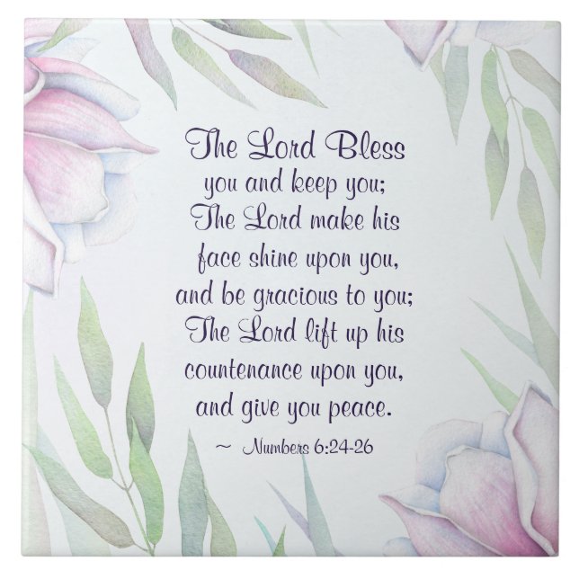 Numbers 6:24-26 The Lord Bless You, Bible Verse Tile (Front)