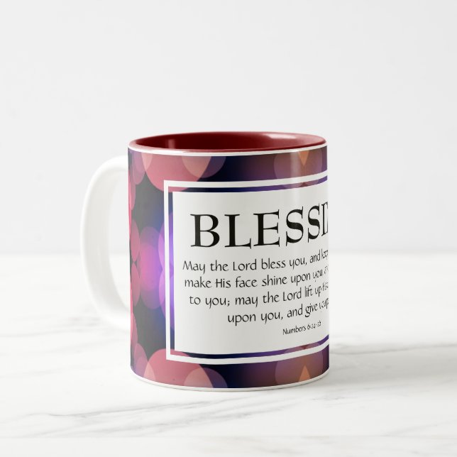 Numbers 6:24-26 THE LORD BLESS YOU Christian Two-Tone Coffee Mug (Front Left)