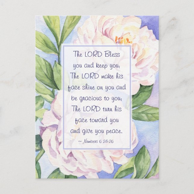Numbers 6 24-26 The Lord Bless You Flowers Postcard (Front)