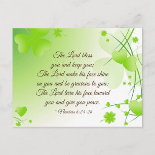 Numbers 6 24-26 The Lord Bless You Irish Design Postcard