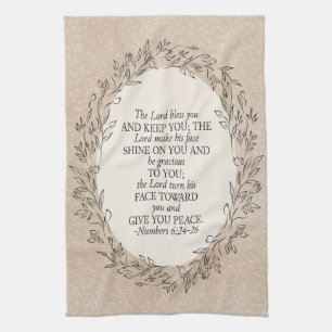 Numbers 6:24–26 The Lord Bless You Neutral Vintage Kitchen Towel