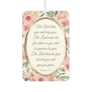 Numbers 6:24-26 The Lord Bless You Pink Floral Air Freshener