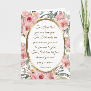 Numbers 6:24-26 The Lord Bless You Pink Floral Card