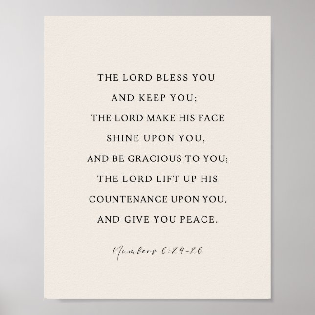 Numbers 6:24-26 The Lord Bless You Poster (Front)