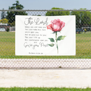 Numbers 6:24-26 The Lord Bless you Rose Flower Banner