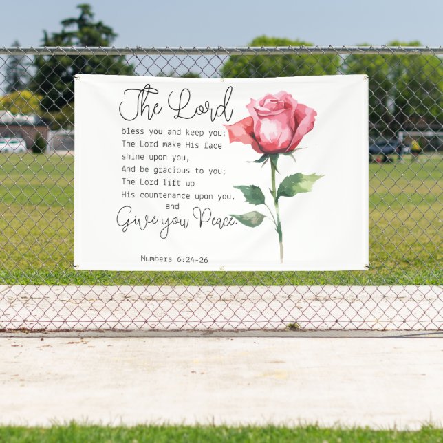 Numbers 6:24-26 The Lord Bless you Rose Flower Banner (Insitu)