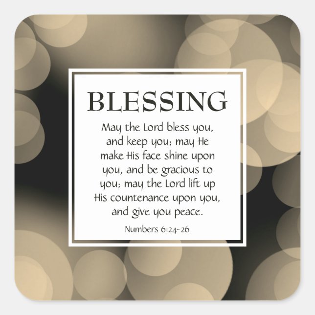 Numbers 6:24-26 THE LORD BLESS YOU Scripture Square Sticker (Front)